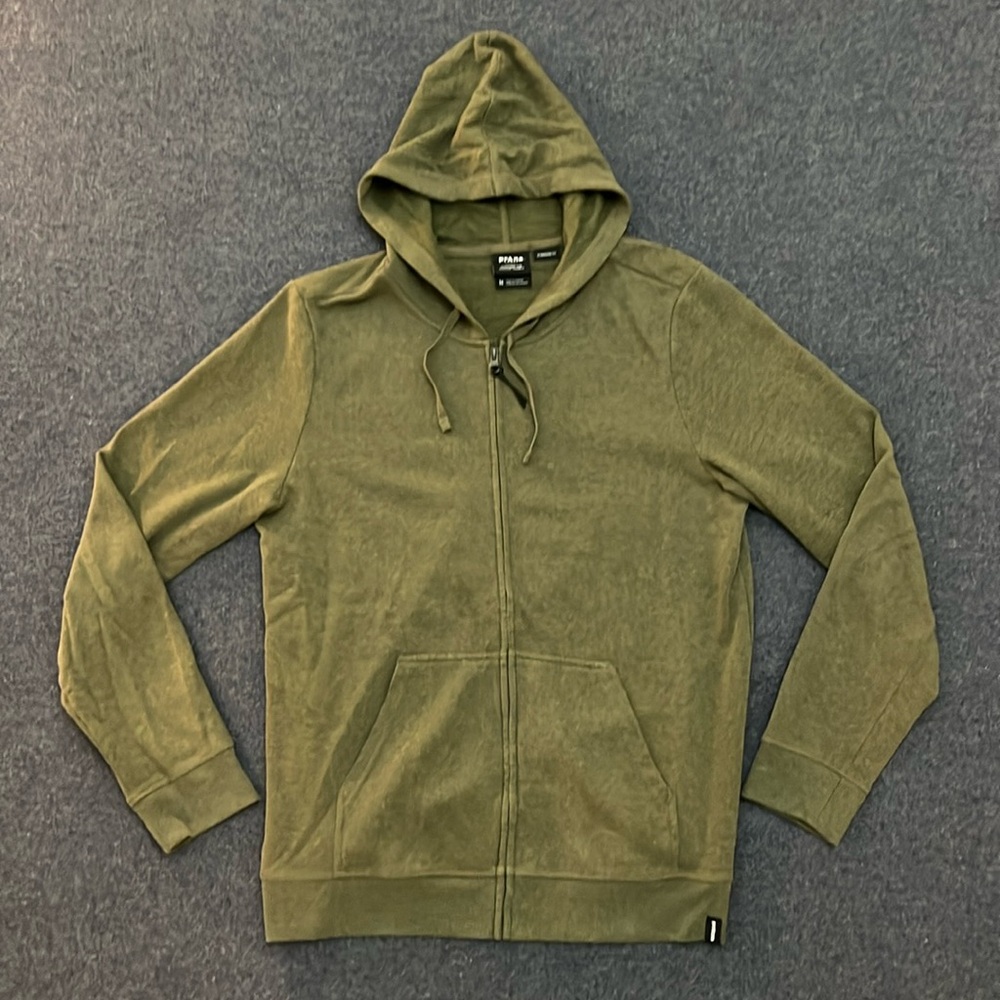 PrAna Cardiff Fleece Hooded Sweatshirt size Medium Slate Green Heather